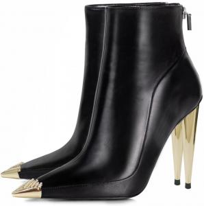 Женские модные ботильоны FSJ с заклепками, заостренный носок, на голенище, высокий каблук-шпилька, молния сзади, повседневная обувь для прогулок, размеры US 4-15, Black