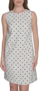 Женское платье-трапеция Tommy Hilfiger без рукавов с круглым вырезом, Ivory/Black