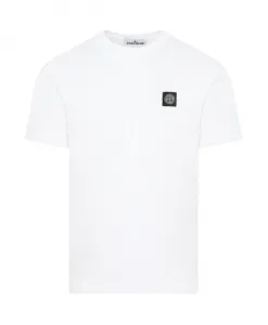 Белая хлопковая футболка в классическом стиле. Stone Island, белый
