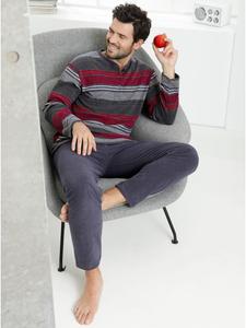 NORMANN Пижама в серо-красную полоску