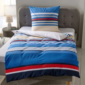 Комплект постельного белья Dream Sleep из сирсакера, синие полоски, 160x210 см + 65x100 см Traumschlaf