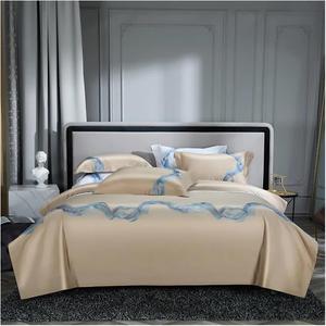 IBDRYKK Комплект постельного белья из египетского хлопка 1000TC с вышивкой в бело-серой гамме