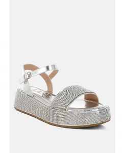 Nensis Блестящие сандалии на платформе с камнями London Rag, серебряный