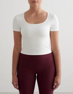 Футболка White с короткими рукавами в рубчик белого цвета Aim'N