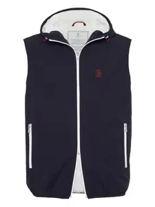 Жилет с капюшоном на молнии Brunello Cucinelli, синий