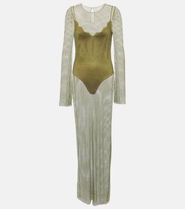 Платье макси gloria с кристаллами Galvan, зеленый