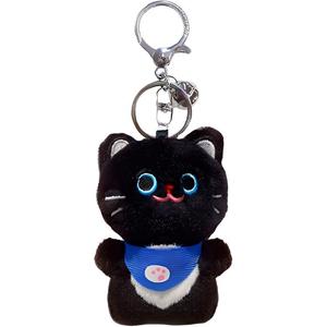 Очаровательная миниатюрная кошка с ручной веревочной застежкой плюшевый кукольный подвес высотой 8см Bowl, черный