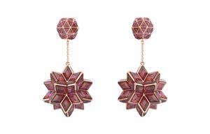 Кулон серьги с геометрическим вырезом Cuiosa Swarovski, розовый