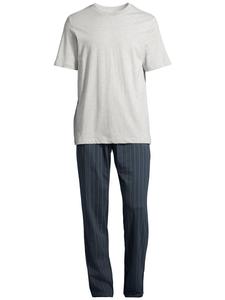 Пижама Schiesser Night & Home, цвет dunkelblau gestreift/grau