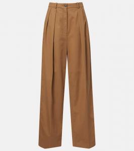 Широкие брюки из хлопка и кашемира Igor The Row, Dark Sand