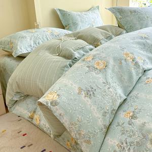 LUOLAI HOME Комплект постельного белья 1.5м, 4 предмета, пододеяльник 200x230 см, цвет Spring Misty Green