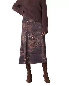 Атласная юбка миди с пятнистым рисунком Whistles, коричневый