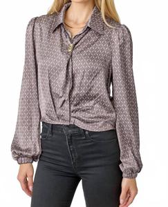 Блузка с длинными рукавами и шарфом с геометрическим принтом Mystree, Geo Print