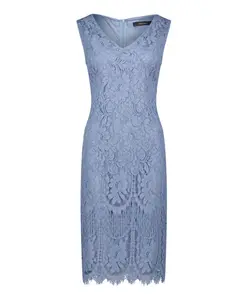 Кружевное платье-футляр с фестончатым краем Vera Mont, синий