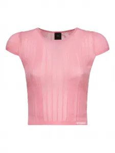 Топ в рубчик с круглым вырезом PINKO, розовый