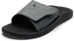 Мужские сандалии слайд OLUKAI Nalu Slide, водостойкие, с регулируемыми ремешками, легкие и прочные, комфорт и поддержка на весь день, черный