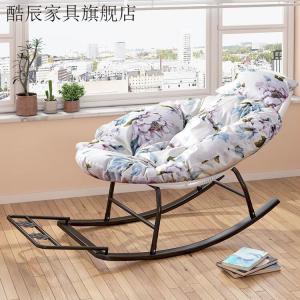 FANCYCHIC Кресло-качалка из ротанга white с сине-зелёной обивкой, складная подставка для ног