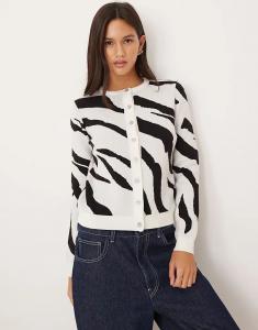 Мягкий трикотажный кардиган ASOS DESIGN с принтом зебры