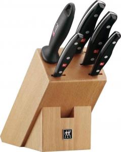 Zwilling 30760-000 30779-600 Блок ножей Twin Pollux, натуральный, 6 предметов, специальная нержавеющая сталь, специальный расплав Zwilling, заклепанный, полный хвостовик, пластиковые чаши, 315 x 115 x 280 мм, черный
