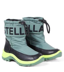 Зимние ботинки с цветными логотипами Stella McCartney Kids, зеленый