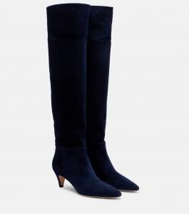 Замшевые сапоги Pointy 55 до колена Gianvito Rossi, Denim