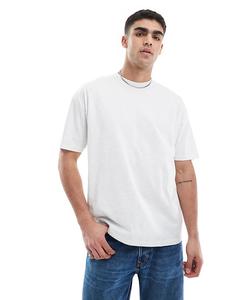 Футболка ASOS DESIGN Essentials свободного кроя белого меланжевого цвета