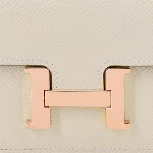 Констанс Слим Epsom Кожаные Кошельки Держатели Карт Поясная Сумка Обычные Женские 10 Craie Milkshake Белый HERMES