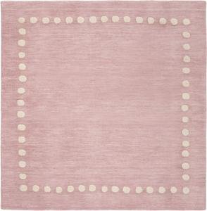 Ковер SAFAVIEH, 92 x 92 см, Kids Collection, Pink, ручной работы из шерсти, с дизайном границы в горошек, идеально для гостиной, спальни, столовой, детской комнаты, детской (SFK802U-3SQ)
