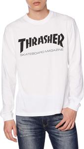 Мужская футболка с длинным рукавом и принтом Slasher TH8301 (с логотипом бренда) в классическом стиле Thrasher, белый/черный