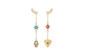 Серьги-гвоздики Lucky Goddess для женщин золотые Swarovski, золото