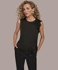 Женский топ без рукавов с кружевной отделкой Donna Karan New York, Black