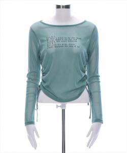 Прозрачный топ с боковым шнурком и логотипом