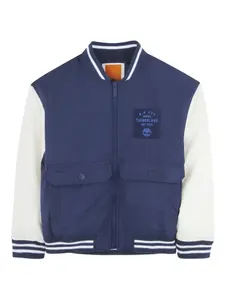 Бомбер с рукавами-бейсболка Timberland Kids, синий