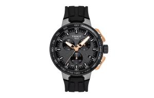 Мужские часы Race Collection с кварцевым механизмом, черный циферблат 44,5 мм, корпус из нержавеющей стали, силиконовый ремешок TISSOT