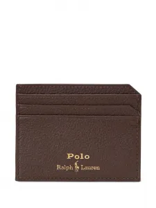 Картхолдер из зернистой кожи POLO RALPH LAUREN, коричневый