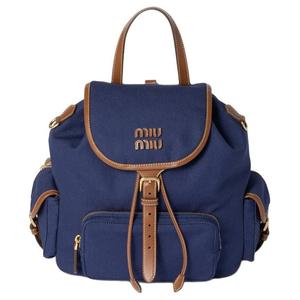 MIU MIU Хлопковый рюкзак женский васильковый и коньячный
