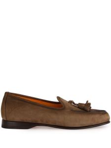 Замшевые лоферы Santoni с кисточками, коричневый