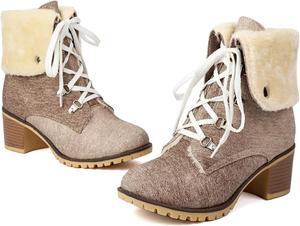 Зимние женские сапоги, водонепроницаемые снежные сапоги - на платформе, с пушистой теплой подкладкой из искусственного меха, противоскользящие ботильоны для походов на открытом воздухе, прогулок и комфорта в холодную погоду Generic, A-Brown