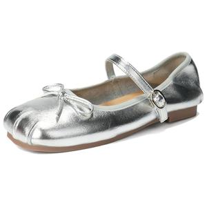 Туфли Мэри Джейн на плоской подошве женские City camel, Silver