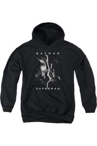 Батмен против Супермена лицом к лицу молодежная толстовка с капюшоном Gildan, черный
