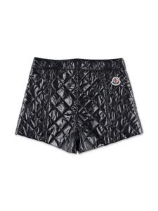 Moncler Enfant стеганые шорты из искусственной кожи, черный