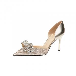 Тонкие каблуки-шпильки 8 см женские светло-золотые Zubumei, телесные