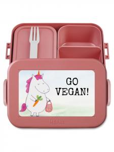 Mr. & Mrs. Panda Коробочка для веганских закусок в виде единорога с надписью, выполненная в пастельно-красных тонах