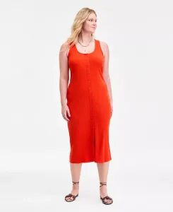 Женское платье миди на пуговицах с рубчиком On 34th, красный