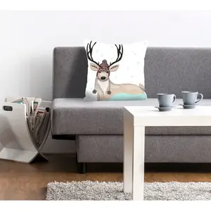 Декоративная подушка queence Walter с оленем в шапке Queence, Braun + bedruckt