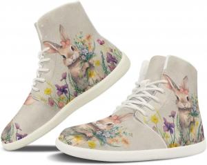 Женские сандалии босиком, высокие модные туфли, широкий размер, кожаные кроссовки на шнуровке с нулевым перепадом, подарки на День Святого Валентина, День Святого Патрика и Пасху, размеры US 6-13,5 Quxjehoe, Flower Rabbit