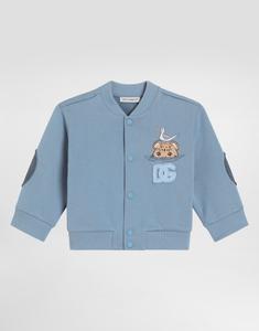 Свитшот с леопардовым принтом и нашивкой DG DOLCE & GABBANA, синий