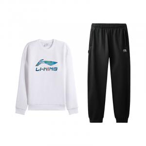 LiNing Повседневная спортивная одежда унисекс, белый top+черный pants