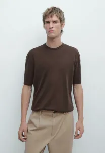 Базовая футболка с коротким рукавом Massimo Dutti, Dark Brown