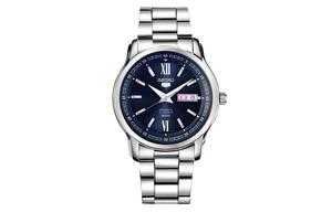 SEIKO Механические часы на стальном браслете для мужчин, синий циферблат SNKP17K1